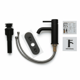 Single Handle Bathroom Faucet, Stainless Steel Single Hole Lavatory Faucet, Modern Sink Faucet, Matte Black