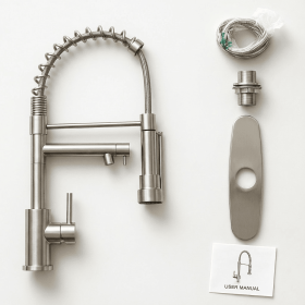 Touch Kitchen Faucet With Pull Down Sprayer, Single Handle Stainless Steel Spring Neck Kitchen Faucet, 2 Function Spray Head, Single Hole Installation