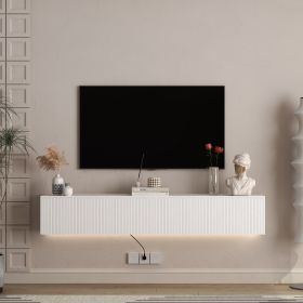 Floating TV Stand Wall Mounted With 16 Color LEDs,69 Modern TV Stand, Floating TV Cabinet Entertainment Center For 55 60 65 Inch TV,