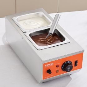 Chocolate Tempering Machine, 9 Lbs 2 Tanks Chocolate Melting Pot With TEMP Control 86~185F, 800W Stainless Steel Electric Commercial Food Warmer For C