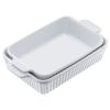Ceramic Baking Dish 2 Pieces Rectangular Bakeware Set Deep for Baking White