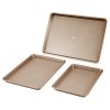 Baking Pan Set 3-Piece Nonstick Carbon Steel Bakeware Set with Silicone Handle