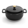 Cast iron 5QT cooking pot - Pure black - includes two silicone gloves - Enamel pot