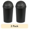 (2 pack) 3 Gallon Round SwingTop Wastebasket, Domed Push To Open Lid Trash Can, for Small Spaces