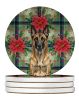 Belgian Malinois Christmas PoinsettIas Large Sandstone Coasters Pack of 4 Absorbent Round Coasters Decor Gifts for Men or Women, 4 in, Multicolor
