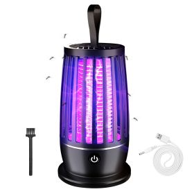 1Pc Rechargeable Mosquito Killer Lamp Bug Zapper With Night Light Strap Mosquito Catcher With Max 1615Square Feet Range UV Light For Indoor Outdoor (Option: Black)