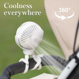 Rechargeable Stroller Fan With Flexible Tripod Clip, Portable Fan For Baby Car Seat, Crib, Travel, Treadmill & Bed - 3 Speed Quiet Personal Cooling Fa (Option: White)