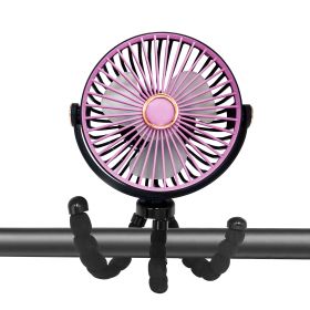 Camping Fan With LED Lantern- Rechargeable Battery Operated Fan, 3 Speeds,7 Inch Portable Clip On For Stroller Treadmill Tent RV Outdoor Emergency Out (Option: pink)
