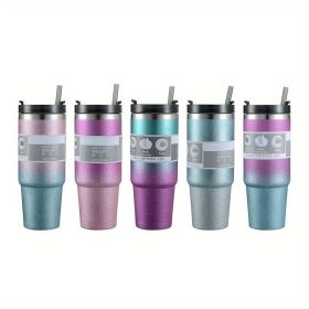 Random Color Delivery Diamond Paint Ice Cup Stainless Steel Cup Car Travel Insulation Cold Coffee Cup Water Bottle (Capacity: 20oz)