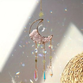 1pc Rainbow Maker Crystal Suncatcher - Enhance Your Home Decor with Aquamarine, Amethyst, and Obsidian - Perfect for Garden, Yard, Bedroom, Balcony (Color: 2.76inchMOON Powder Crystal)