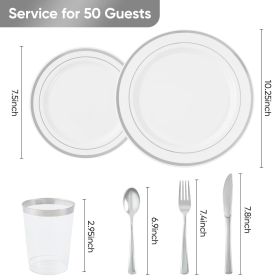 Gold/Silver Plastic Tableware Set - 350PC  Gatherings of 50+people (PCS: Silver)